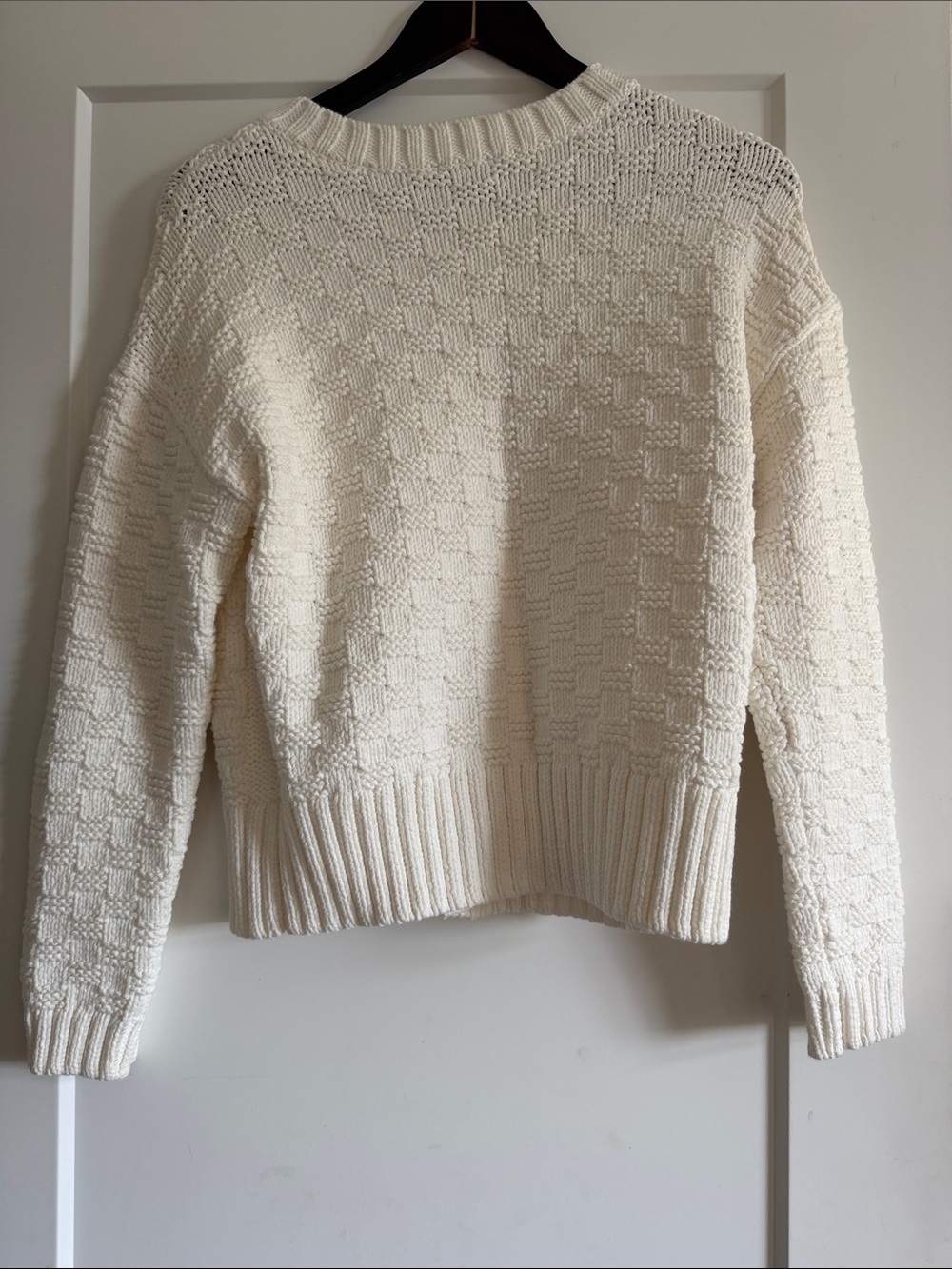 Talbots Cream Checker-Texture Zip Cardigan - Picture 4 of 4